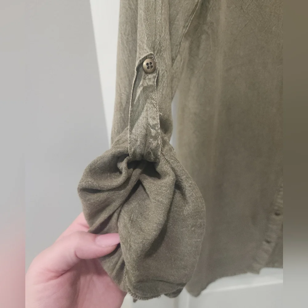 Cotton Express Olive Green Shirt Dress - Picture 4 of 4